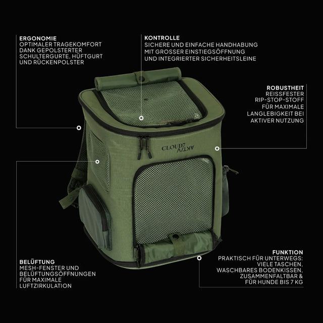 Cloud7 Hunderucksack AKTIV, Olive Rucksack