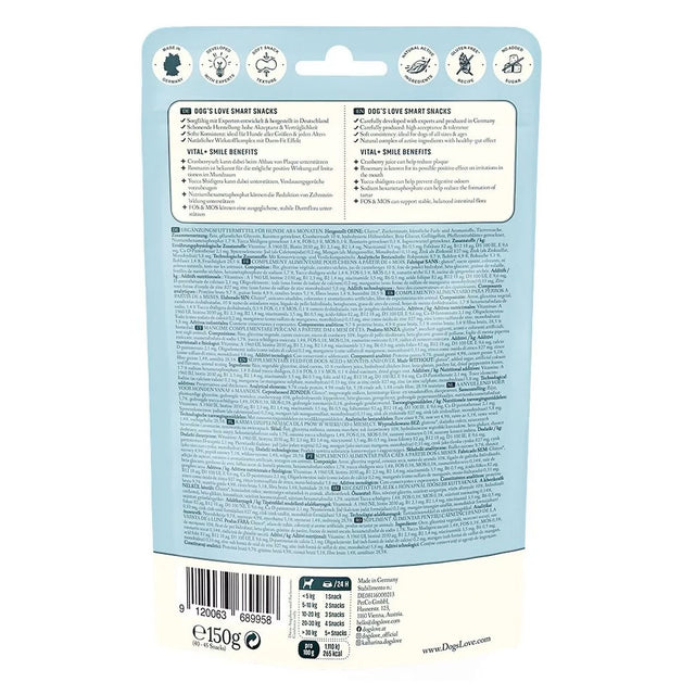 Dog's Love Hundeleckerli Smart Snacks, VITAL+ SMILE, 150g Funktionssnack
