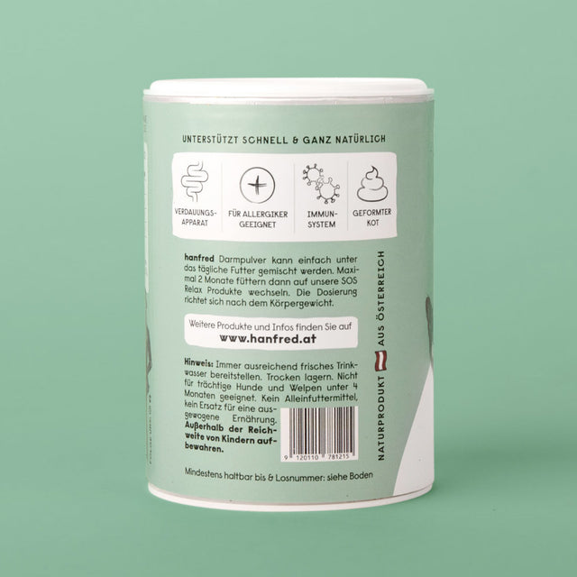 Hanfred Darm SOS Balance+ Pulver, 65g Nahrungsergänzungsmittel für Hunde