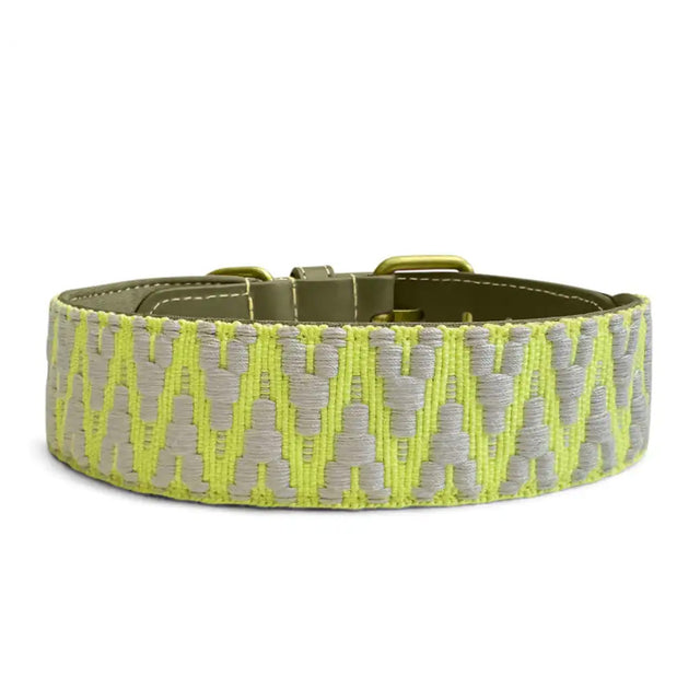 Hey Lana Hundehalsband Gepolstert – Olivgrün/Neongelb Hundehalsband