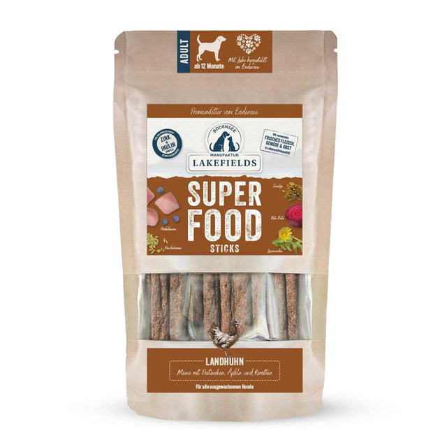 Lakefields Manufaktur Hundeleckerli SUPERFOOD Sticks Landhuhn Fleischsnacks