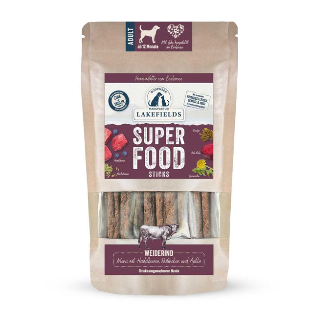 Lakefields Manufaktur Hundeleckerli SUPERFOOD Sticks Weiderind Fleischsnacks