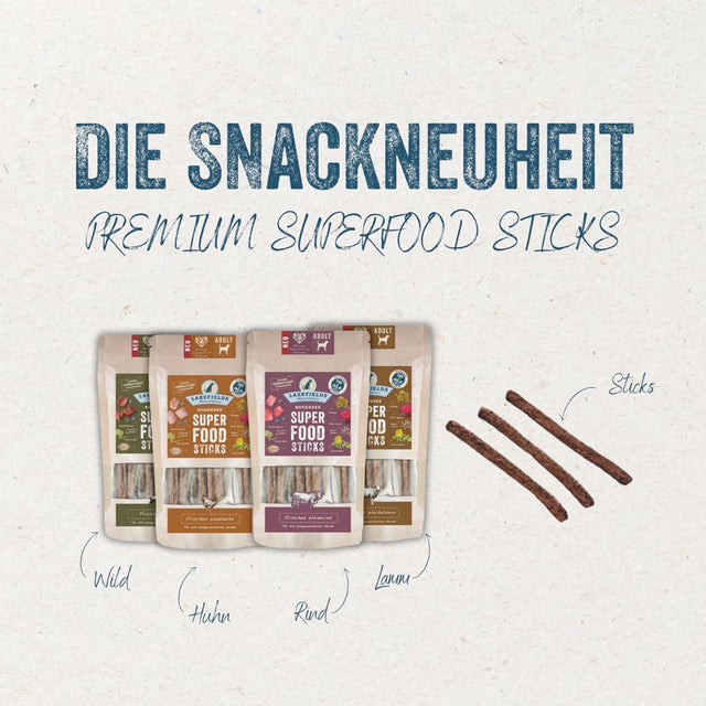 Lakefields Manufaktur Hundeleckerli SUPERFOOD Premium Stick Weiderind, 130g Fleischsnacks