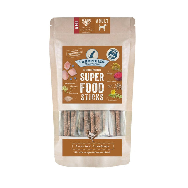 Lakefields Manufaktur Hundeleckerli SUPERFOOD Premium Stick Landhuhn, 130g Fleischsnacks