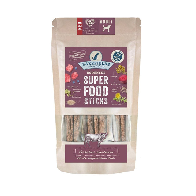 Lakefields Manufaktur Hundeleckerli SUPERFOOD Premium Stick Weiderind, 130g Fleischsnacks
