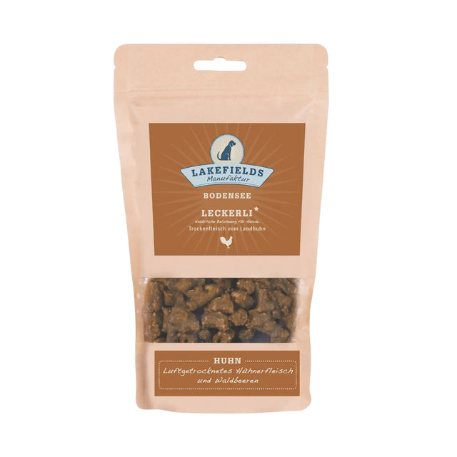 Lakefields Manufaktur Hundeleckerli Trockenfleisch Leckerli Huhn, 150g Fleischsnacks