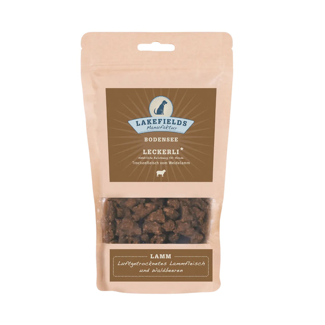 Lakefields Manufaktur Hundeleckerli Trockenfleisch Leckerli Lamm, 150g Fleischsnacks