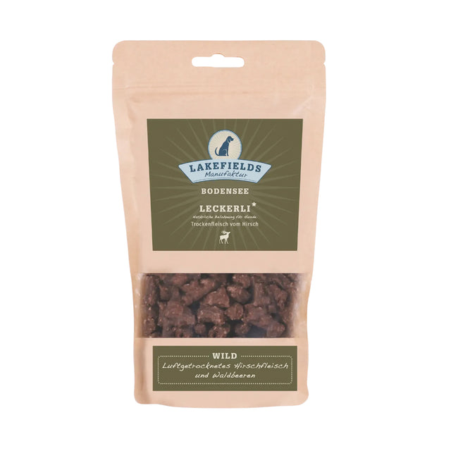 Lakefields Manufaktur Hundeleckerli Trockenfleisch Leckerli Wild, 150g Fleischsnacks