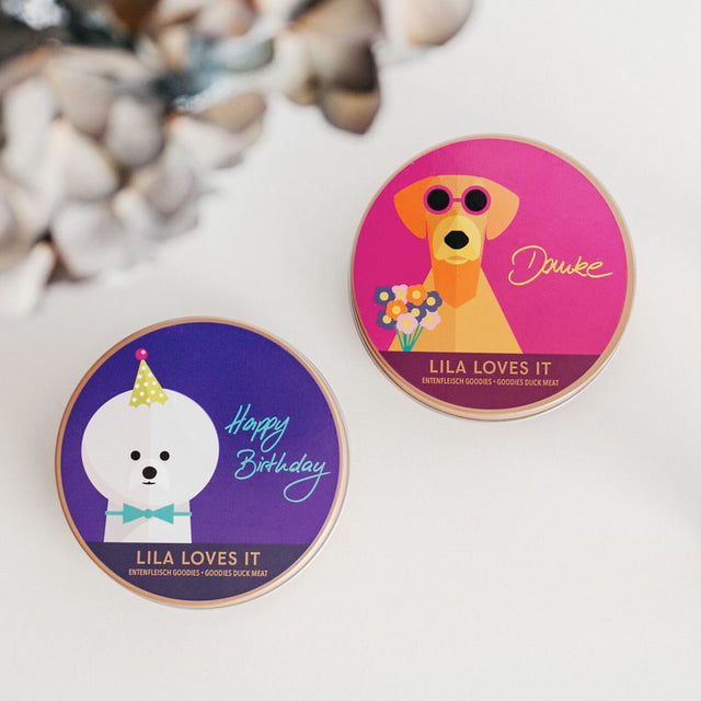 LILA LOVES IT Geschenk-Goodies aus Entenfleisch - Happy Birthday Fleischsnacks