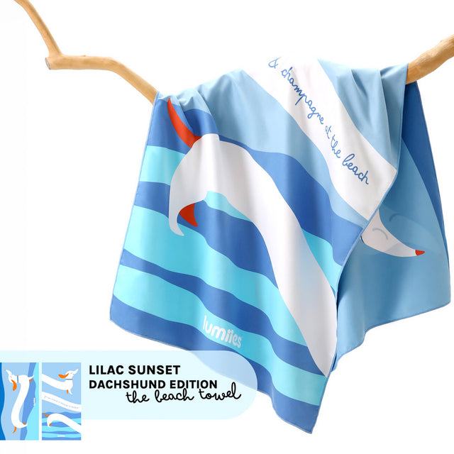 lumiies The Beach Towel – Dackel, Blue Lagoon (80x160 cm) Hundehandtuch