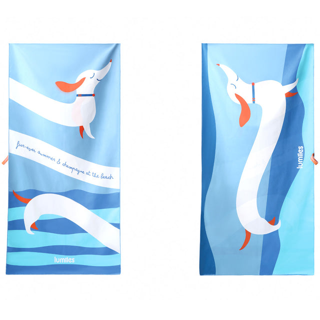 lumiies The Beach Towel – Dackel, Blue Lagoon (80x160 cm) Hundehandtuch