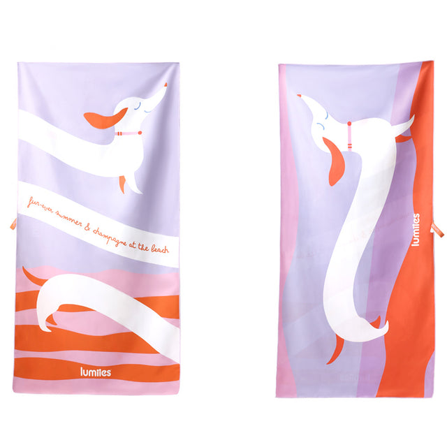 lumiies The Beach Towel – Dackel, Lilac Sunset (80x160 cm) Hundehandtuch