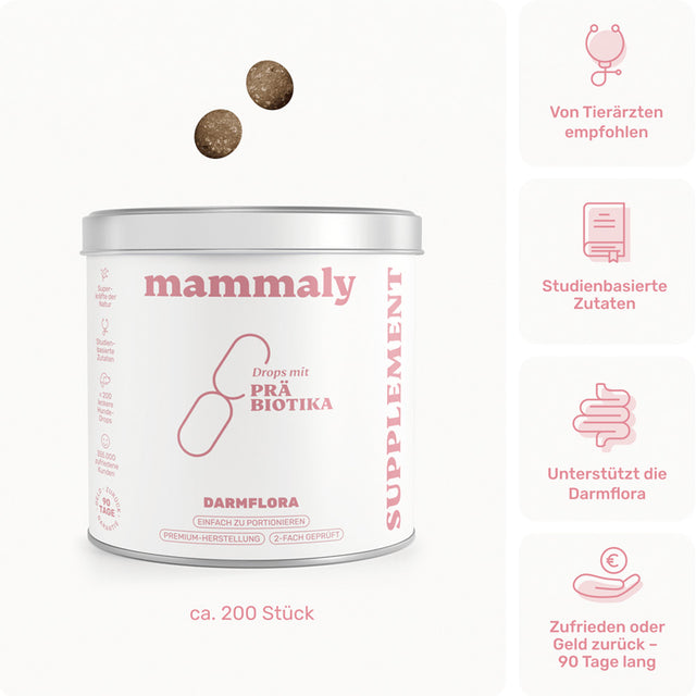Mammaly Präbiotika Vitalstoff-Drops Nahrungsergänzungsmittel für Hunde