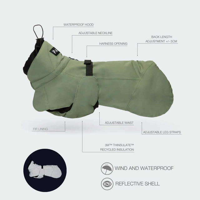 PAIKKA Hundewintermantel, Visibility Green Hundewintermantel