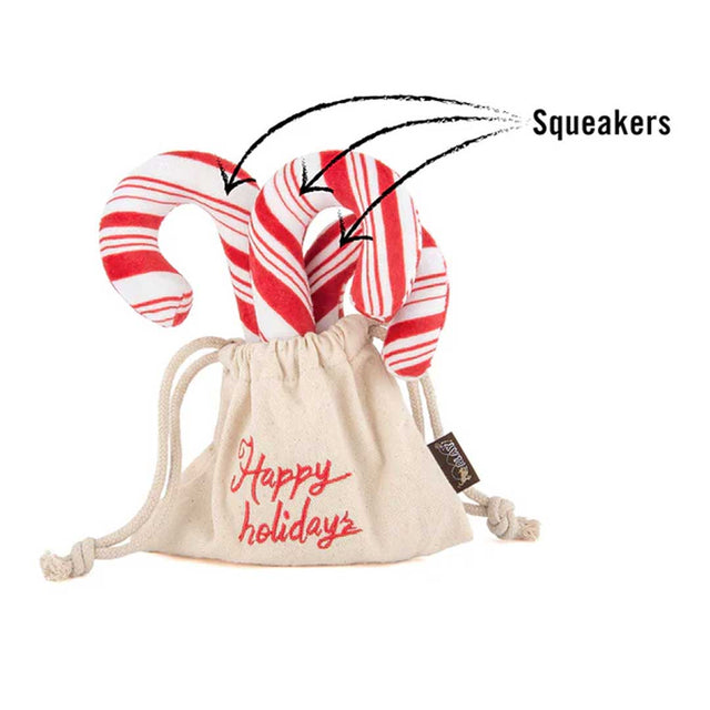P.L.A.Y. Hundespielzeug | Cheerful Candy Canes Stoffspielzeug