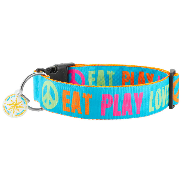 Saltydog Hundehalsband „Eat Play Love“, Türkis Hundehalsband