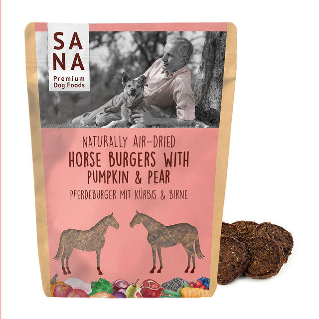 SANADOG Pferdeburger mit Kürbis & Birne, 100g Hundeleckerli