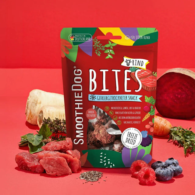 SmoothieDog Smoothie Bites, gefriergetrockneter Snack, Rind Fleischsnacks