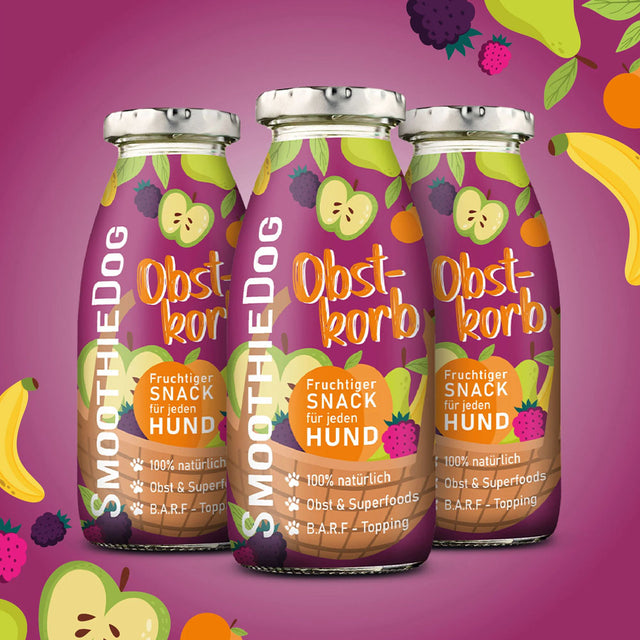 SmoothieDog Hundesmoothie, Obstkorb Hundeleckerli 3 x 250 ml