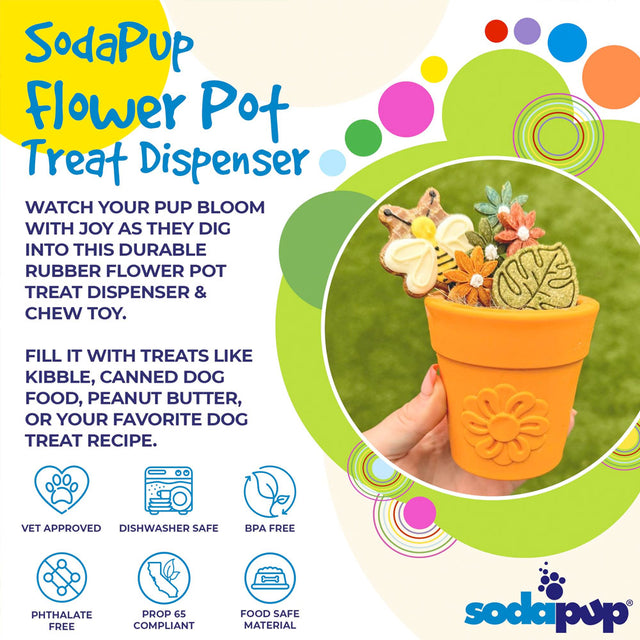 Sodapup Leckerlispender Flower Pot, Orange Interaktiv
