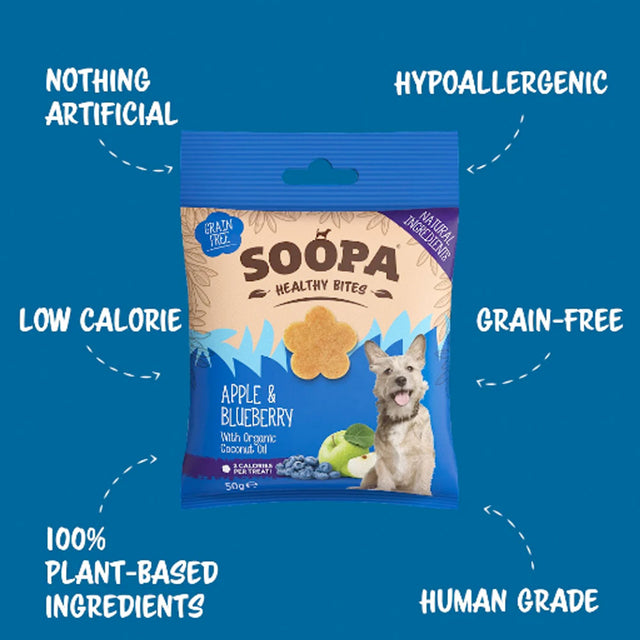 Soopa Hundeleckerli Bites, Apfel & Blaubeere Hundeleckerli