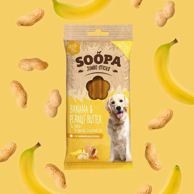 Soopa Jumbo Dental Sticks, Banane & Erdnussbutter Zahnpflege
