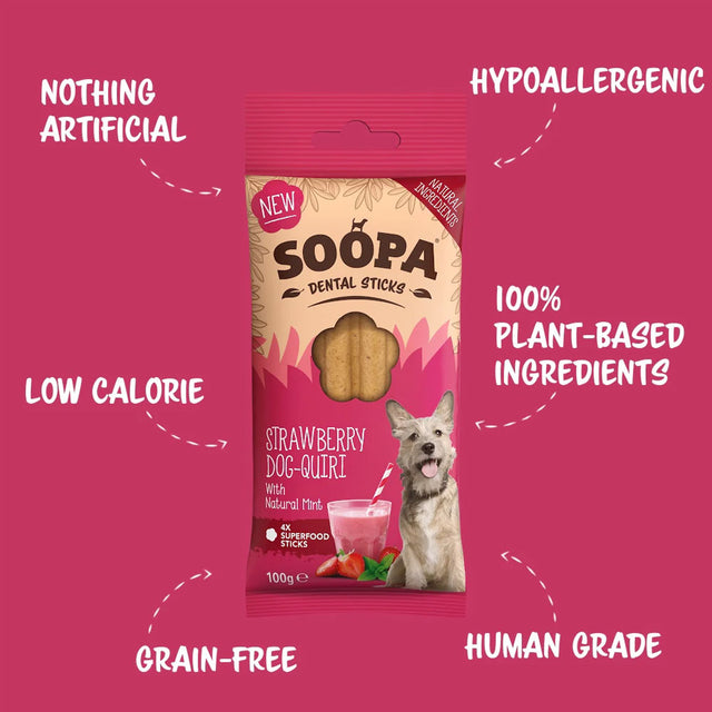 Soopa Dental Sticks, Strawberry Dog-Quiri Zahnpflege