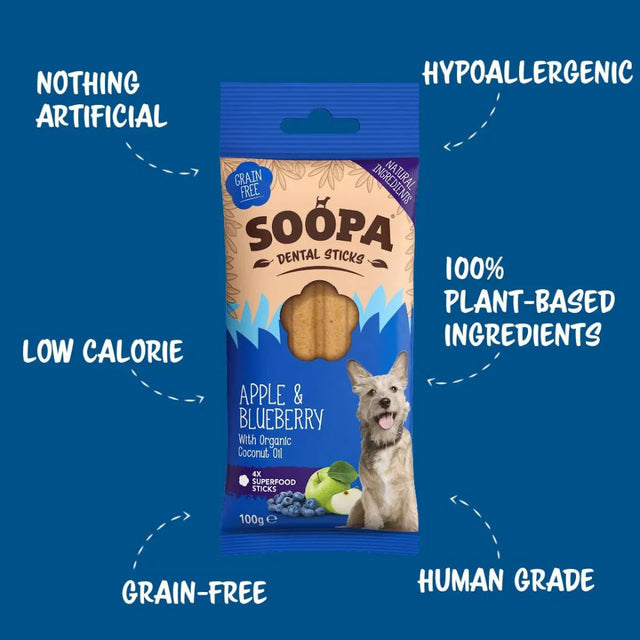 Soopa Dental Sticks, Apfel & Blaubeere Zahnpflege