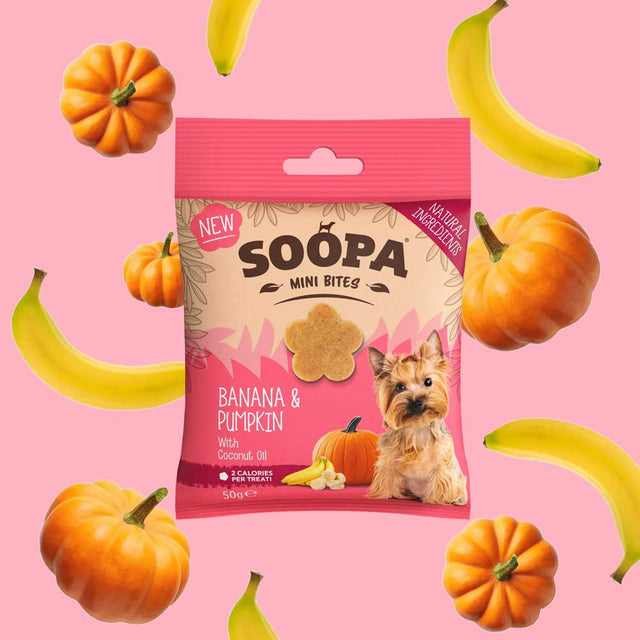 Soopa Hundekekse, Banane & Kürbis Bites Mini Hundekeks