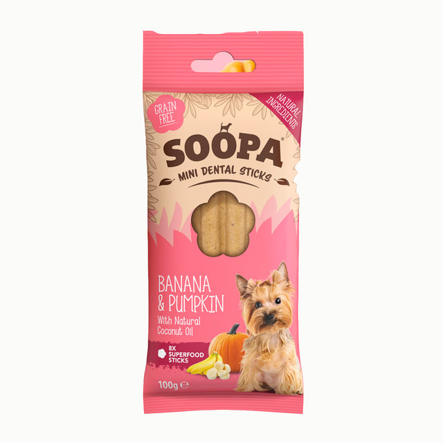 Soopa Mini Dental Sticks, Banana & Pumpkin Hundeleckerli