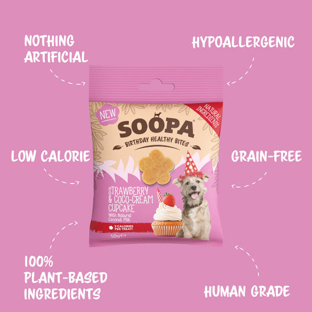 Soopa Hundeleckerli Healthy Bites, Strawberry & Coco-Cream Cupcake Hundeleckerli