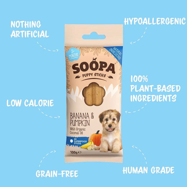 Soopa Puppy Dental Sticks, Banane & Kürbis Zahnpflege