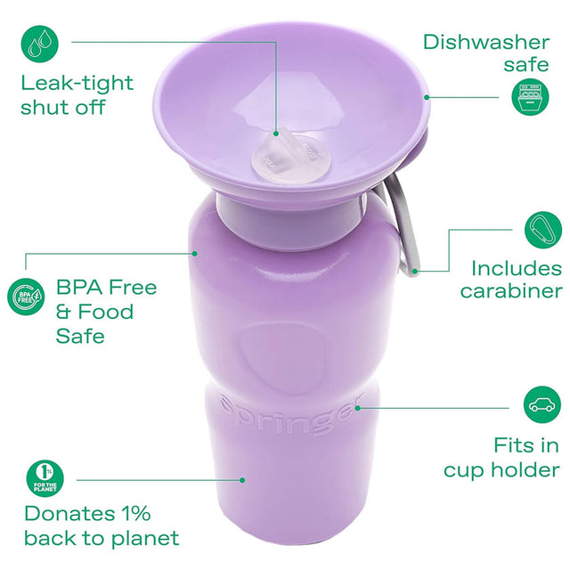 Springland Pets Travel Bottle Classic, Lilac 650ml Trinkflasche