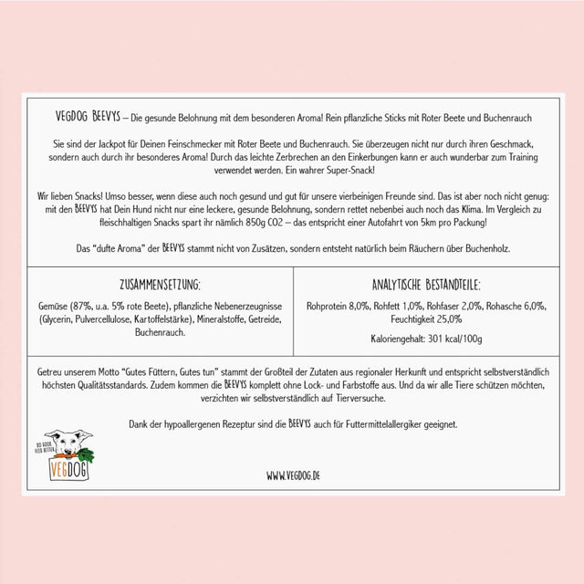 VEGDOG Hundeleckerli Vegan, Beevys Veggie