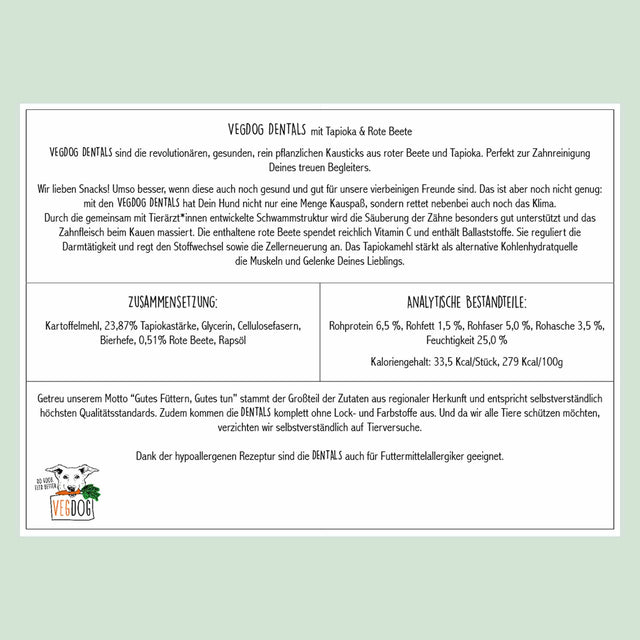 VEGDOG Hundesnack Vegan, Dentals XL Veggie