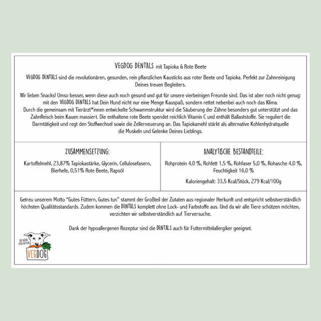 VEGDOG Hundesnack Vegan, Dentals Small Veggie