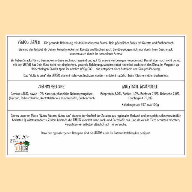 VEGDOG Hundeleckerli Vegan, Jerkeys Veggie