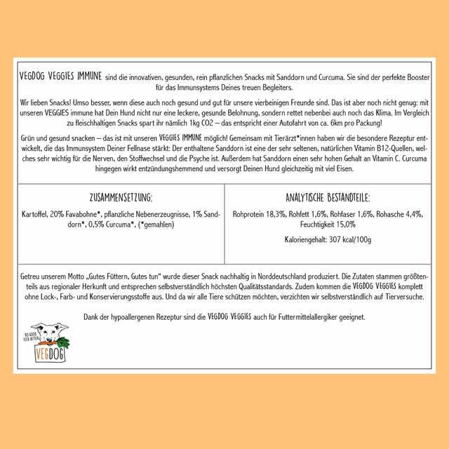 VEGDOG Hundeleckerli Vegan, Veggies Immune Veggie