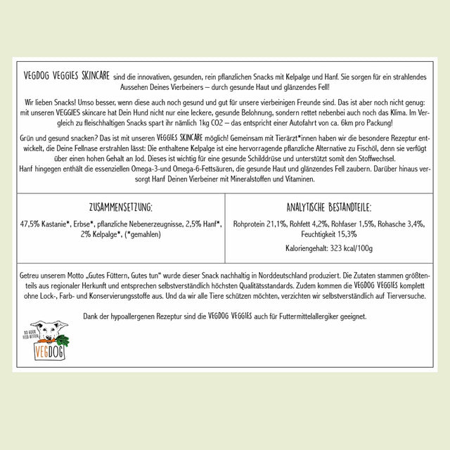 VEGDOG Hundeleckerli Vegan, Veggies Skincare Veggie