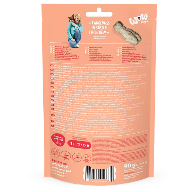 Wow Natural Chew Bone Lachs, 90g Hundeleckerli