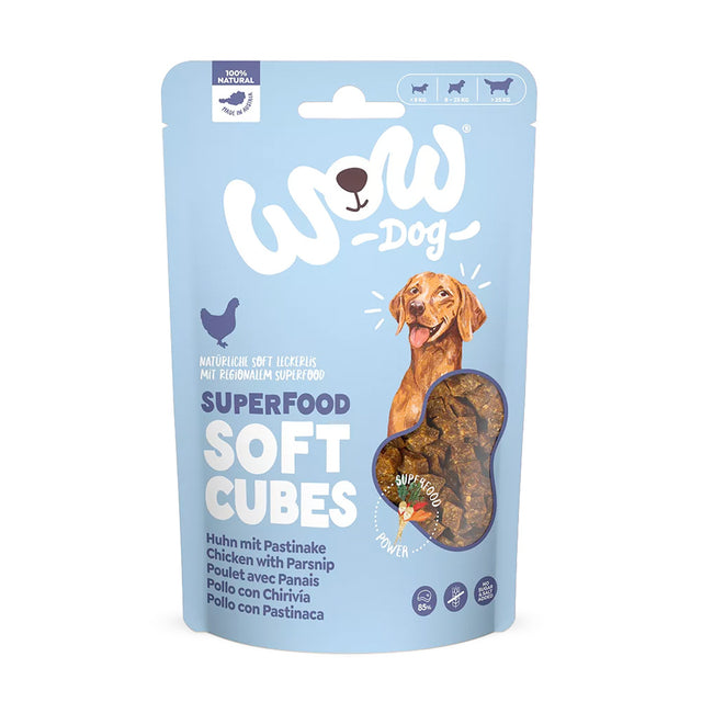 Wow Hundeleckerli Superfood Soft Cubes – Huhn mit Pastinake, 150g Hundeleckerli