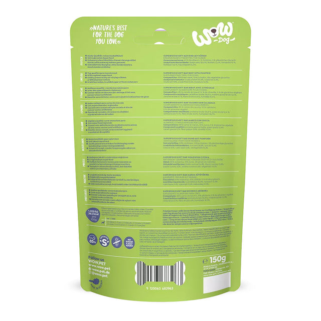 Wow Hundeleckerli Superfood Soft Bar – Rind, 150g Hundeleckerli