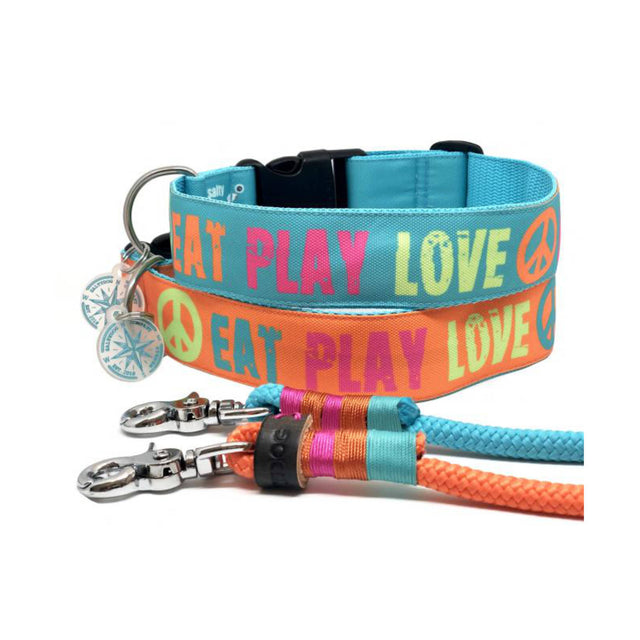 Saltydog Hundehalsband „Eat Play Love“, Orange Hundehalsband