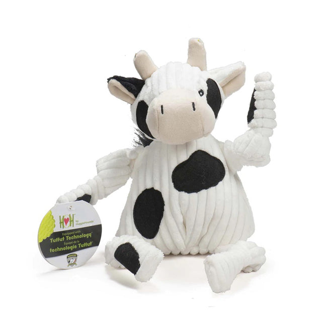 HuggleHounds Hundespielzeug Knottie | Dottie the Cow Stoffspielzeug