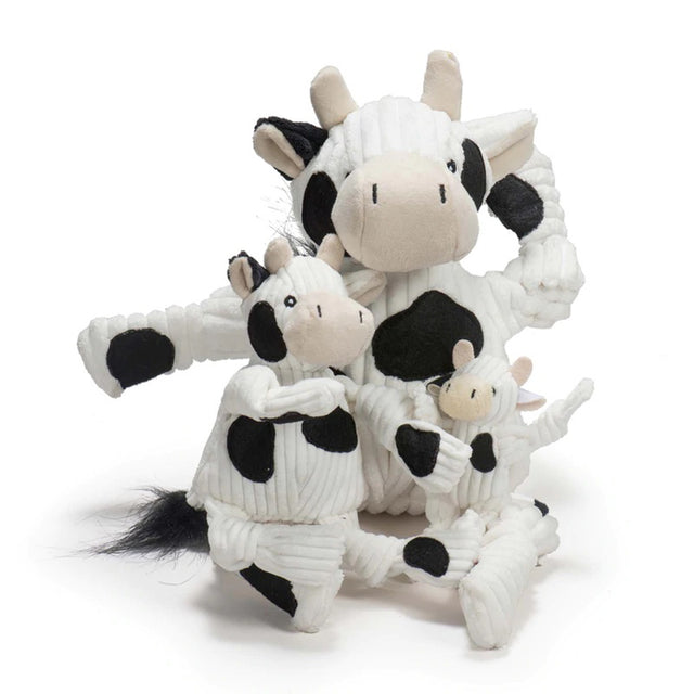HuggleHounds Hundespielzeug Knottie | Dottie the Cow Stoffspielzeug Wee - XS