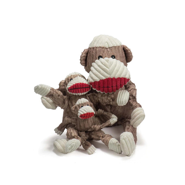 HuggleHounds Hundespielzeug Knottie | Stuey Sock the Monkey Stoffspielzeug Wee - XS