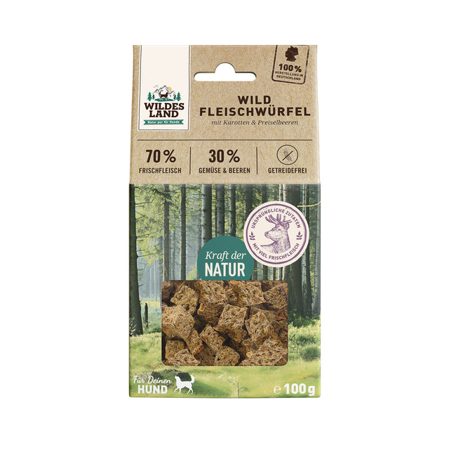 Wildes Land Fleischwürfel Wild, 100g Fleischsnacks