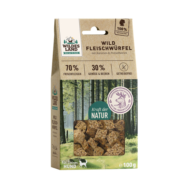 Wildes Land Fleischwürfel Wild, 100g Fleischsnacks