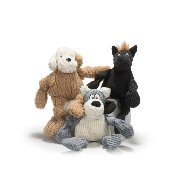 HuggleHounds Hundespielzeug Knottie | Black Dog Stoffspielzeug