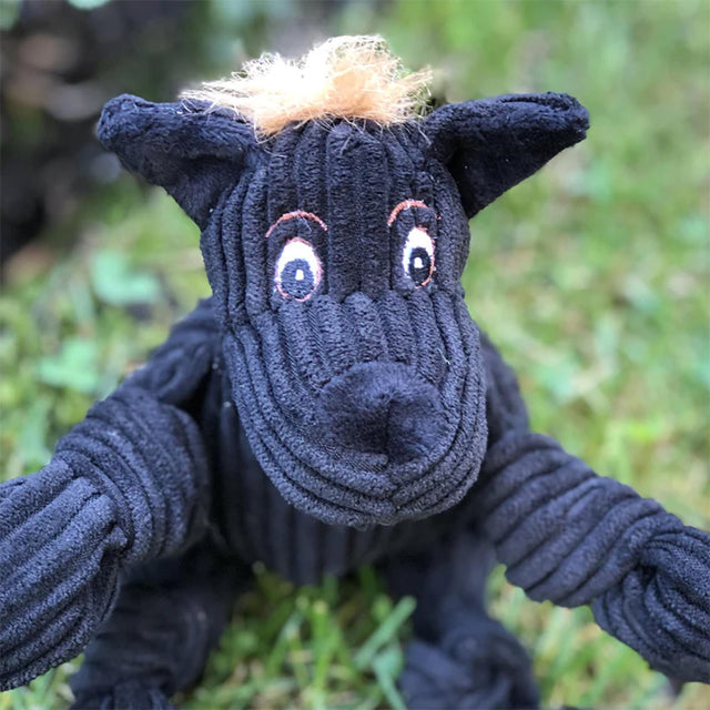 HuggleHounds Hundespielzeug Knottie | Black Dog Stoffspielzeug